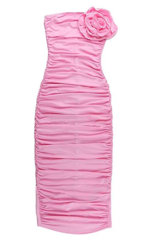 Amora™ Tina Çiçek Straplez Midi Elbise