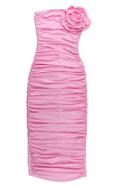 Amora™ Tina Çiçek Straplez Midi Elbise