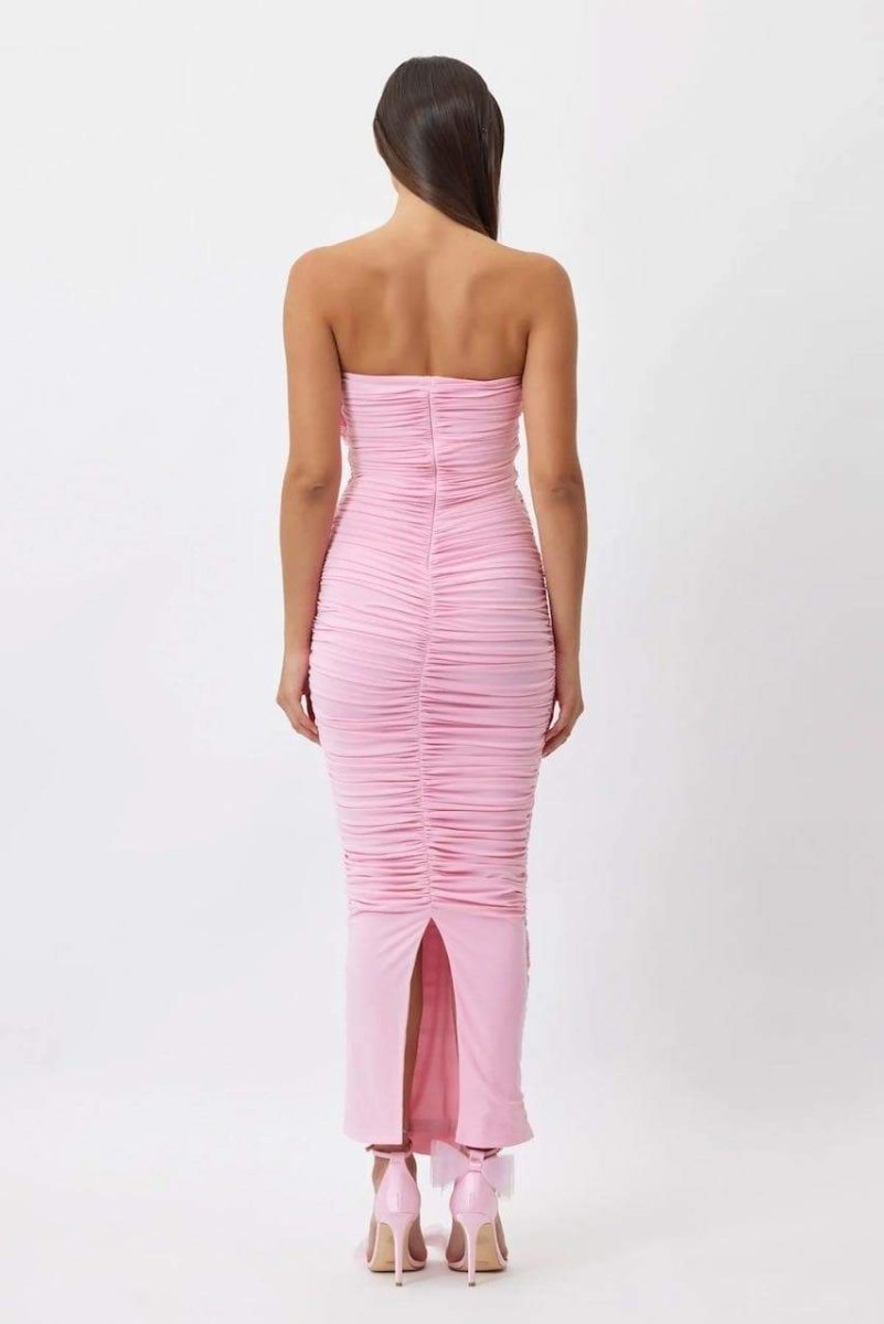 Amora™ Tina Çiçek Straplez Midi Elbise