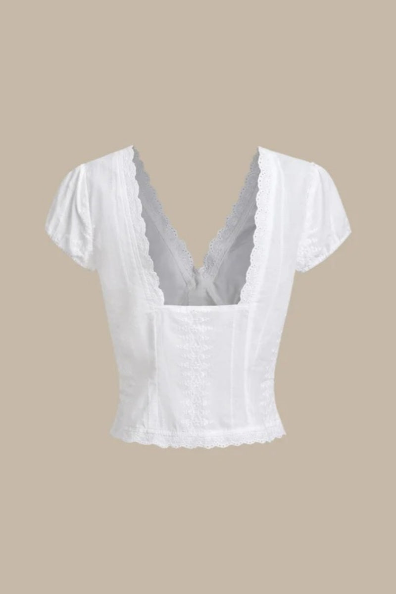 Amora™ White Textured Cap Sleeve Top