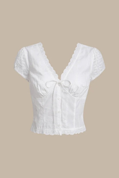 Amora™ White Textured Cap Sleeve Top
